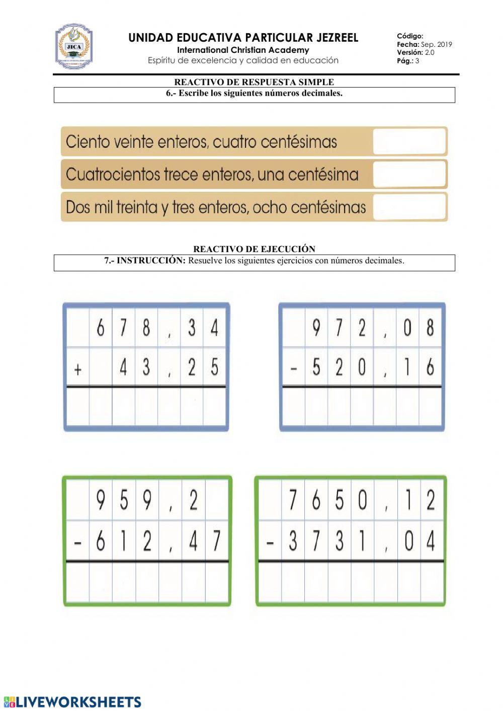 Evaluación matemática 4to raquel v
