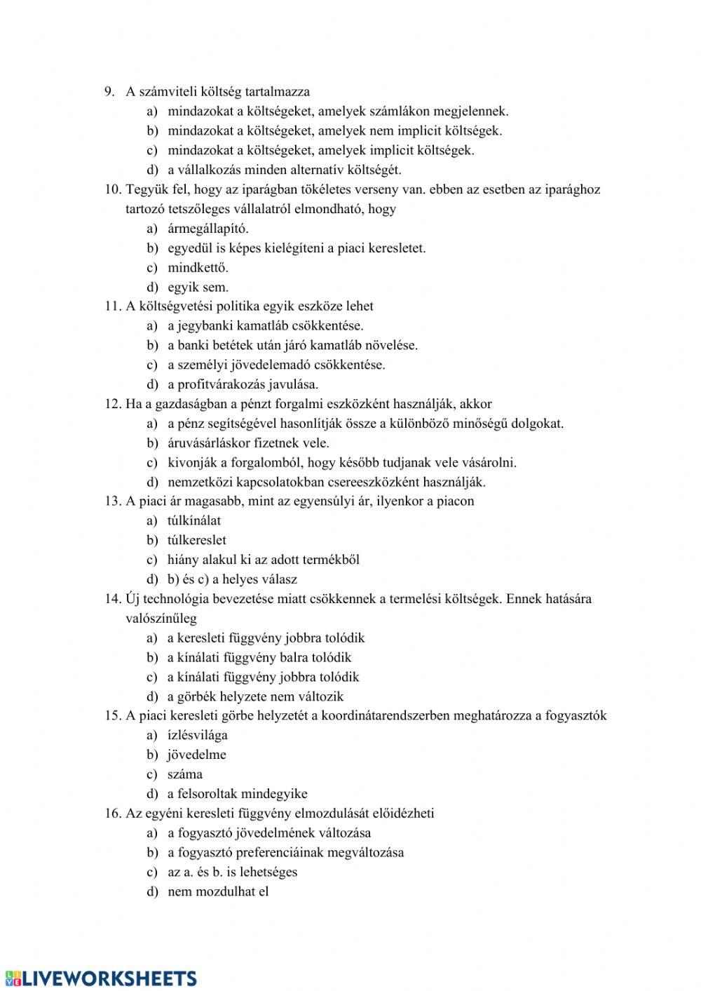 Érettségi közgazdasági ismeretek