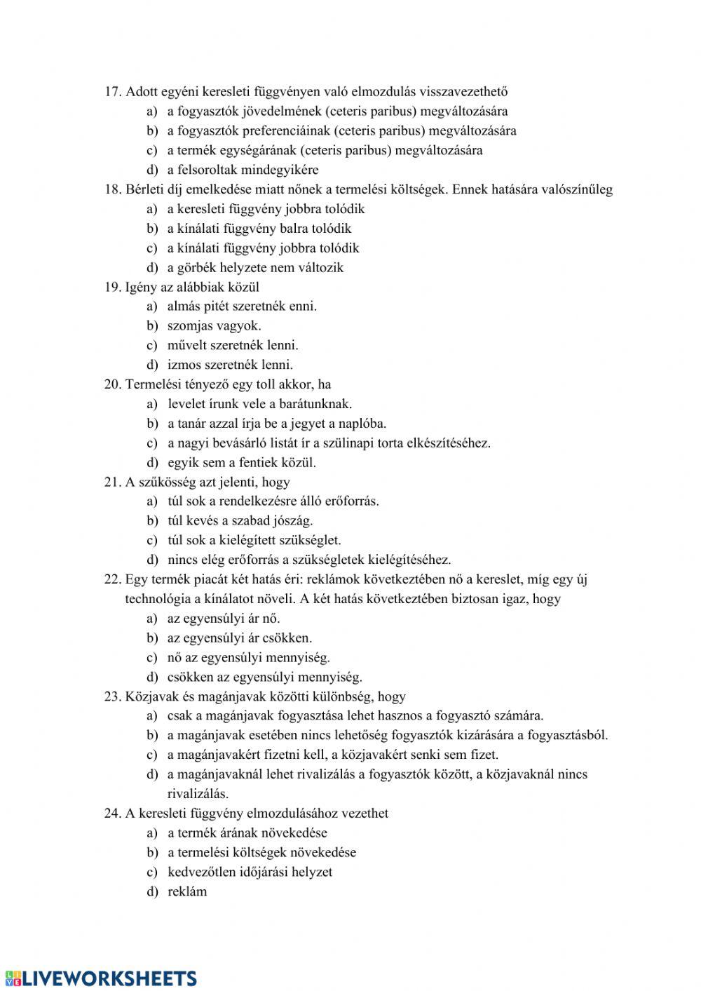 Érettségi közgazdasági ismeretek