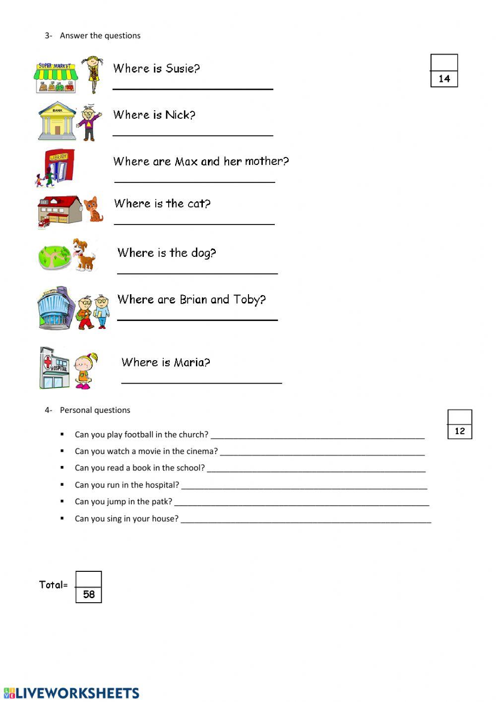 Places- prepositions of place- can