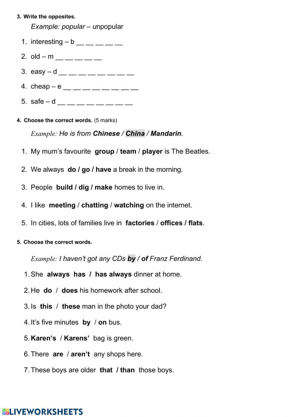 Final test.Class 5. part 1.