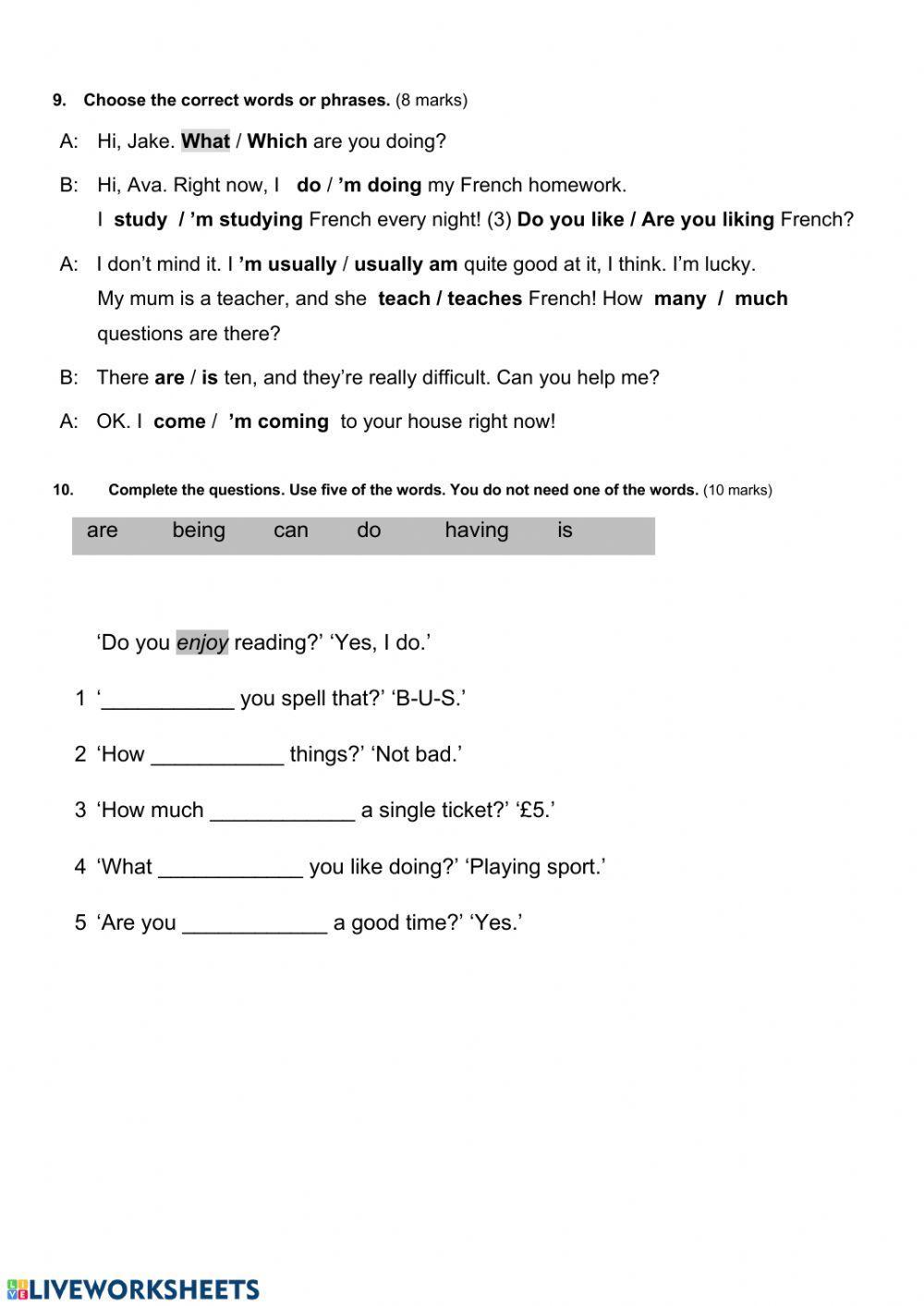 Final test.Class 5. part 2.