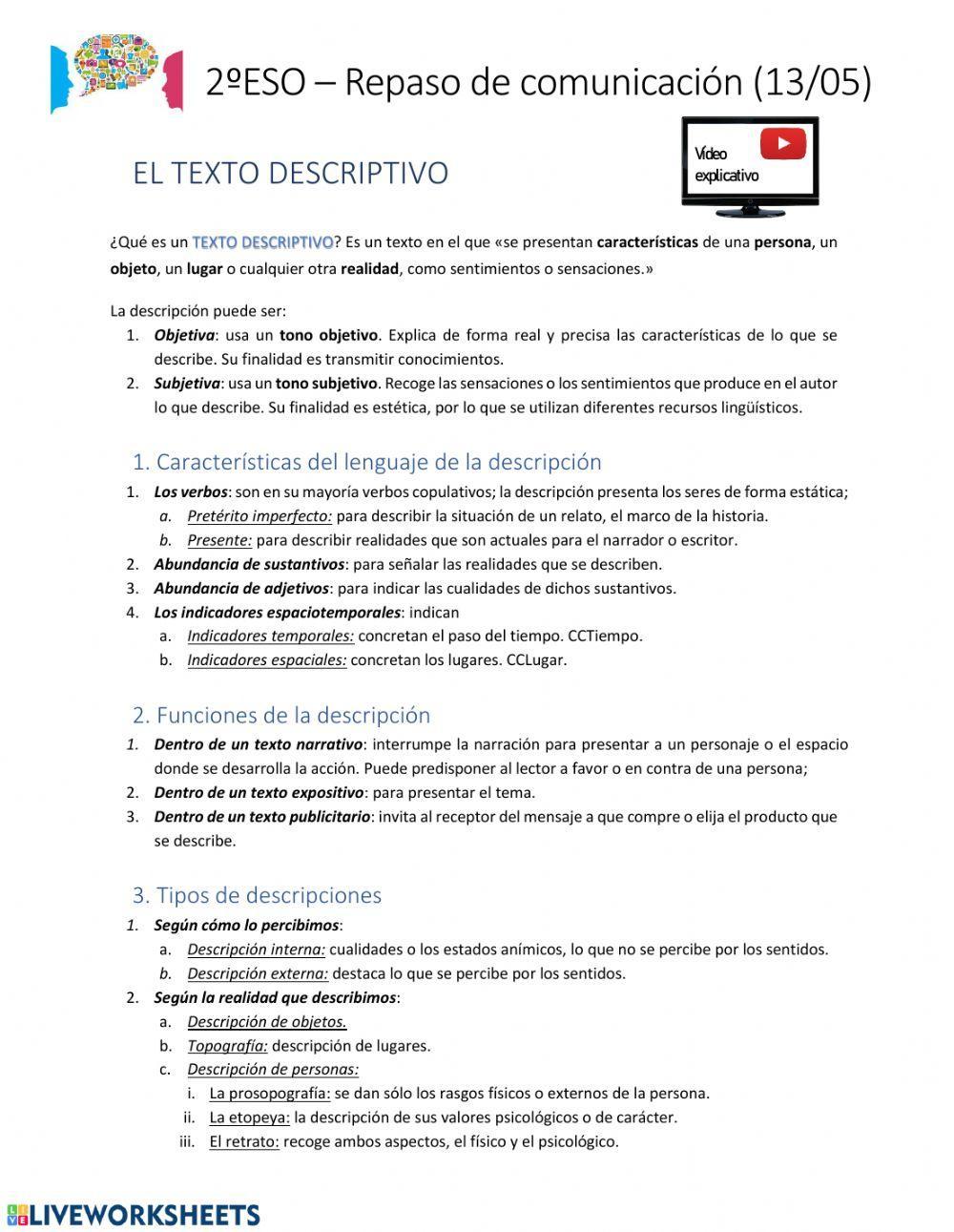 La narración y la descripción