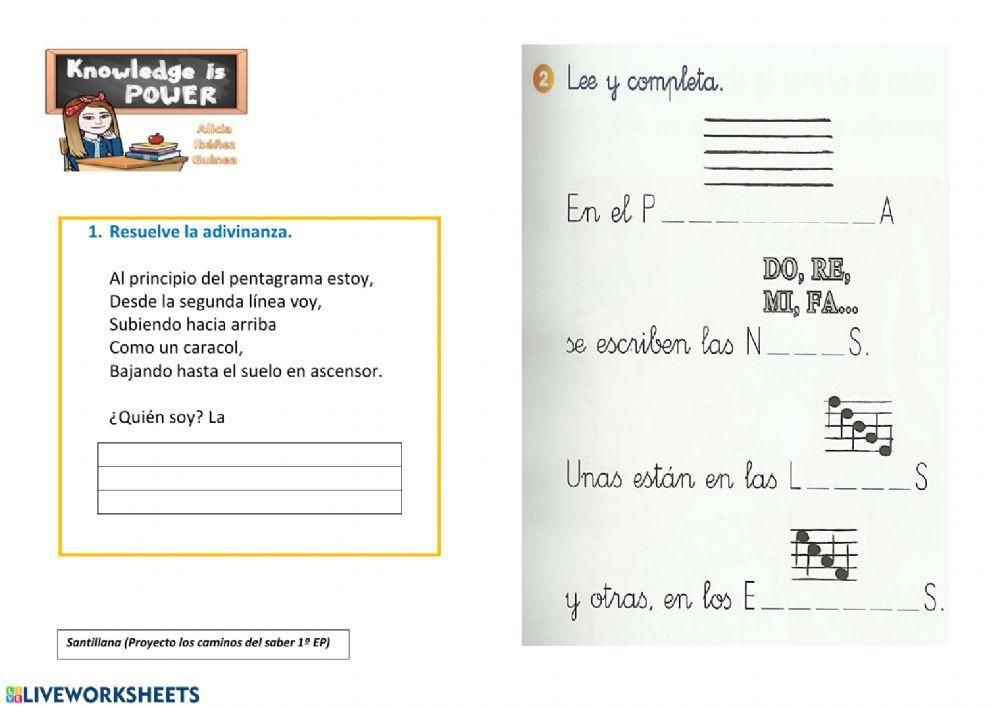 Repaso clave de sol y pentagrama