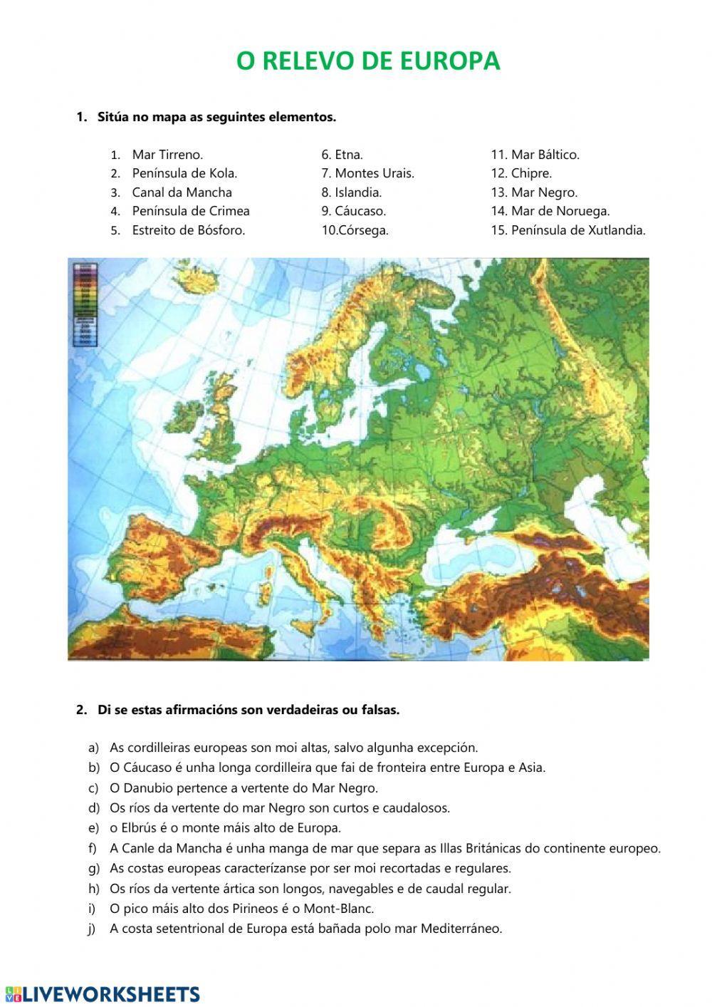Relieve Europa | Free Interactive Worksheets | 170492, image size:1000x1413