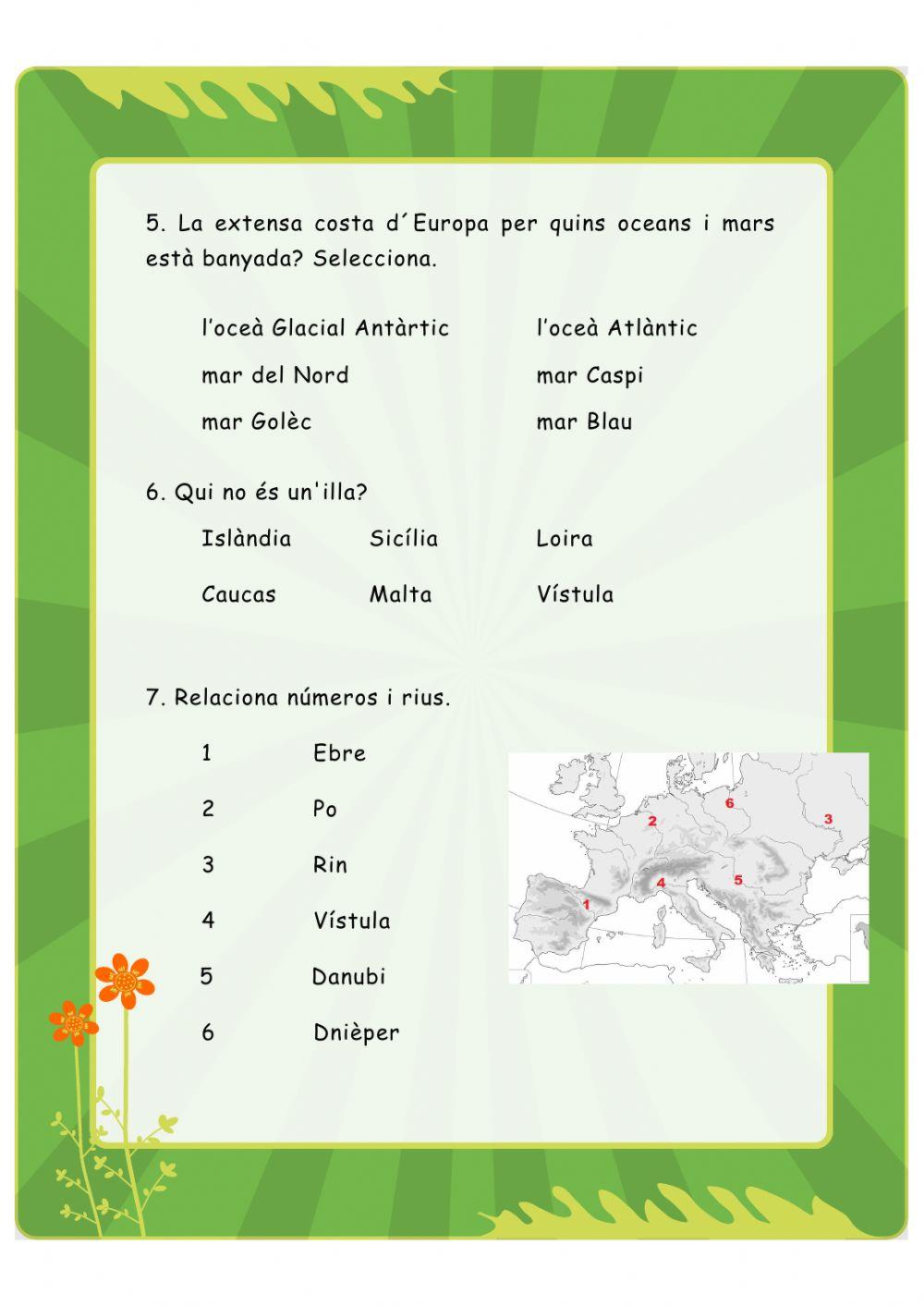 Relleu, coste i rius d'Europa