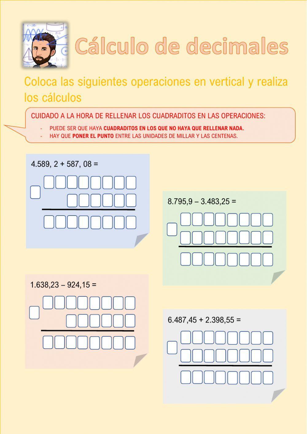 Cálculo con decimales Cálculo con decimales