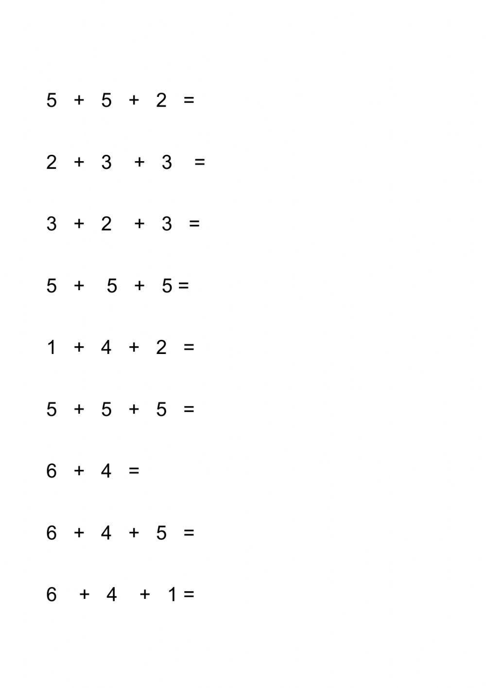 Addizioni con la linea del 20