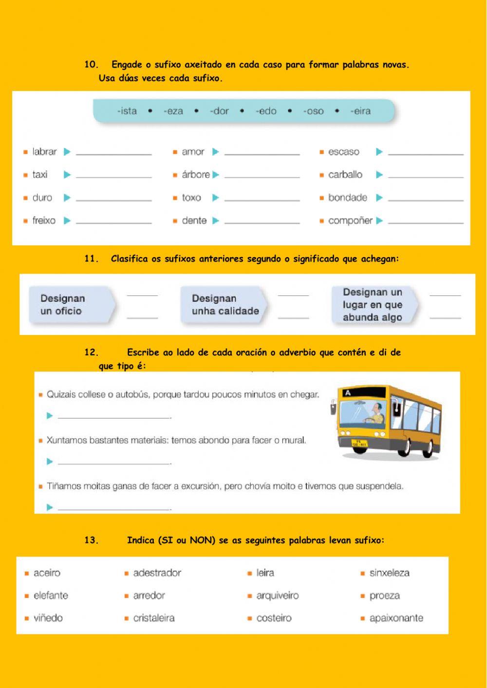 Fichas lingua tema 12