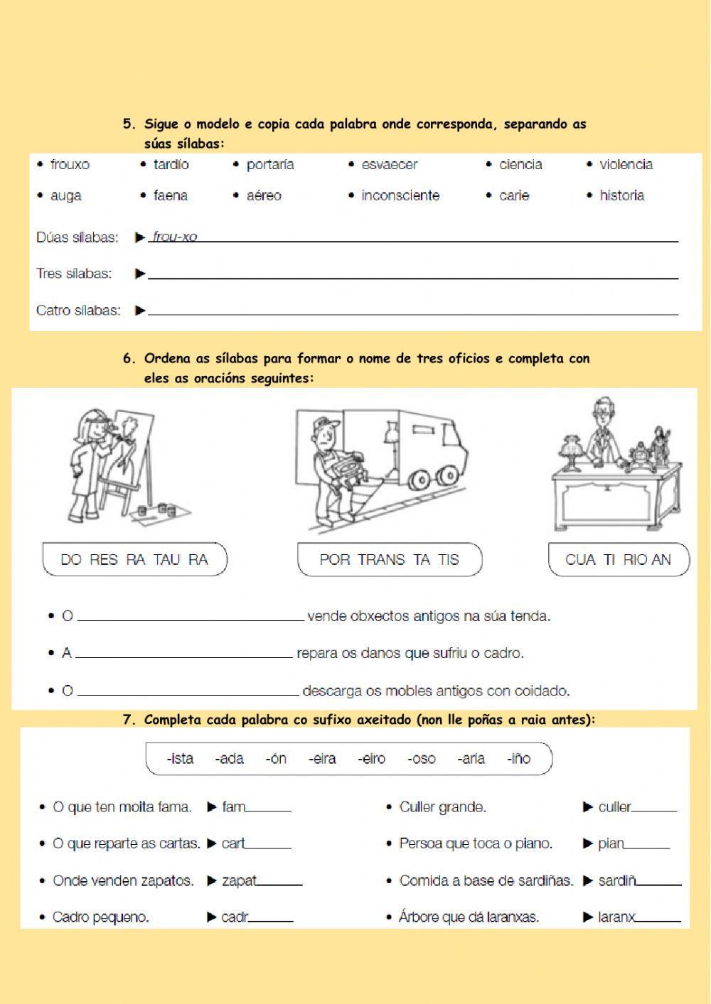 Fichas lingua tema 12