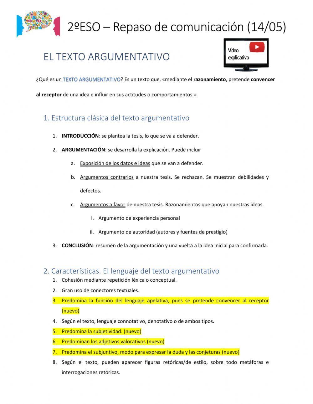 Revisión - El texto argumentativo