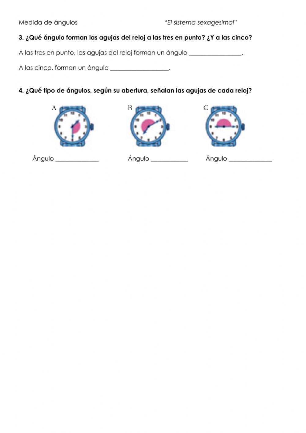 Clasificación de ángulos