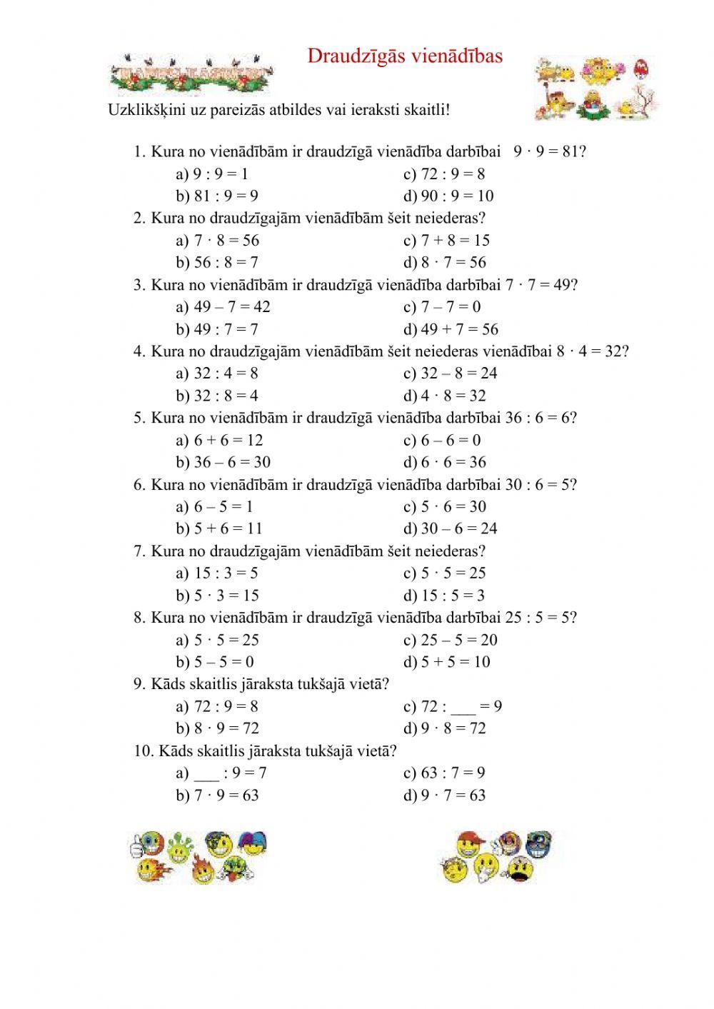 Draudzīgās vienādības