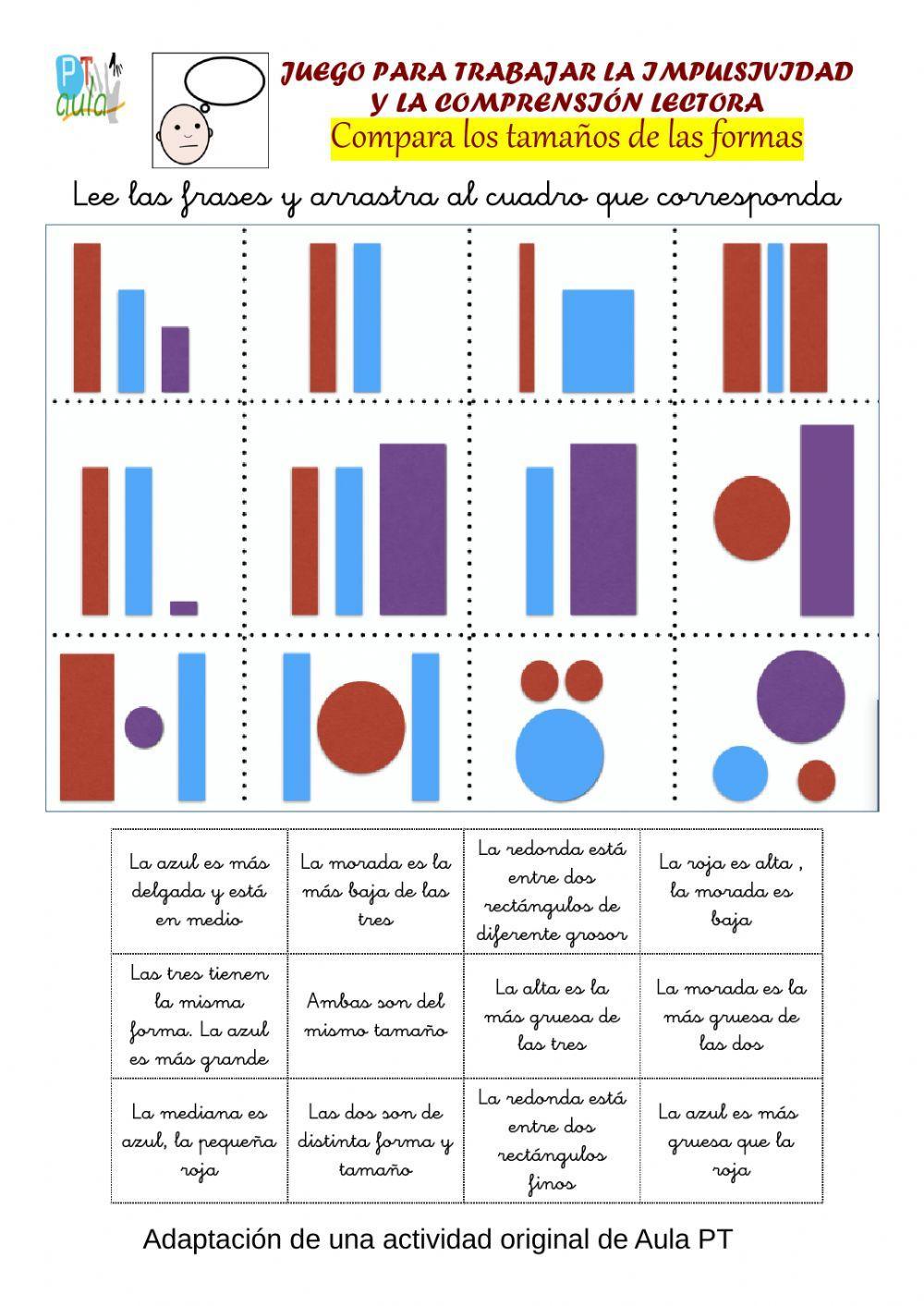 COMPRENSIÓN LECTORA: comparar tamaños