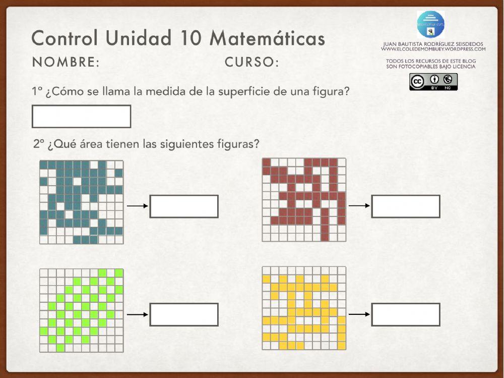 Control de Matemáticas U.10 6º