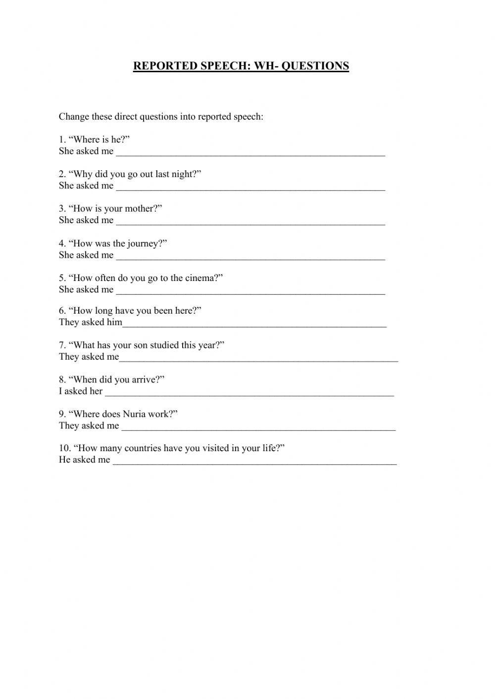 Reported speech: questions