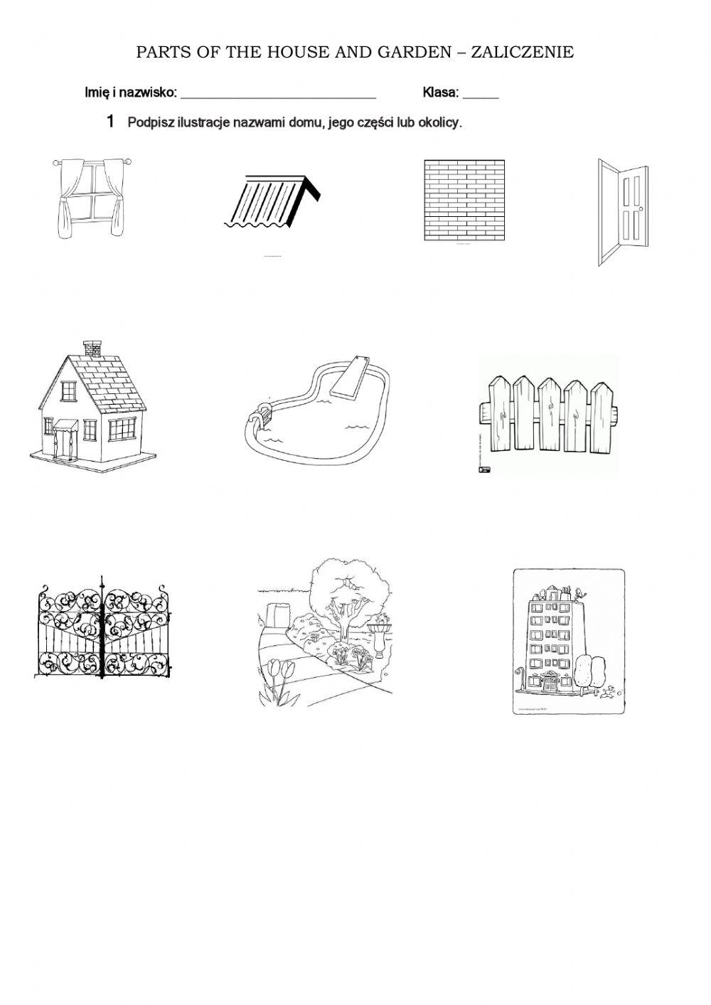 Parts of the house and garden