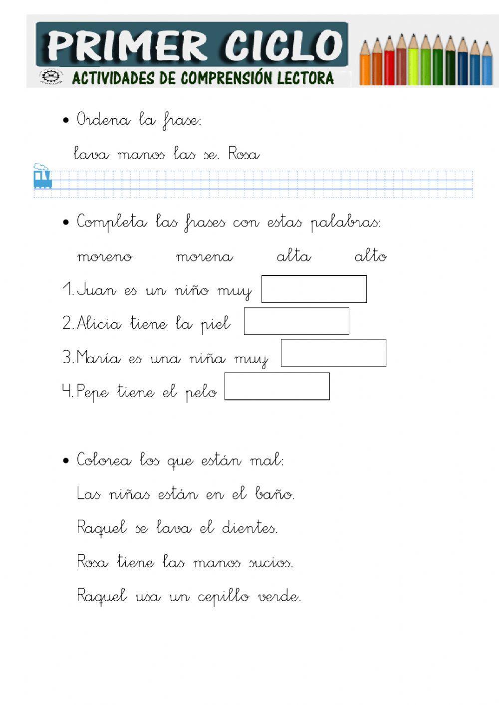 Comprensión lectora textos cortos