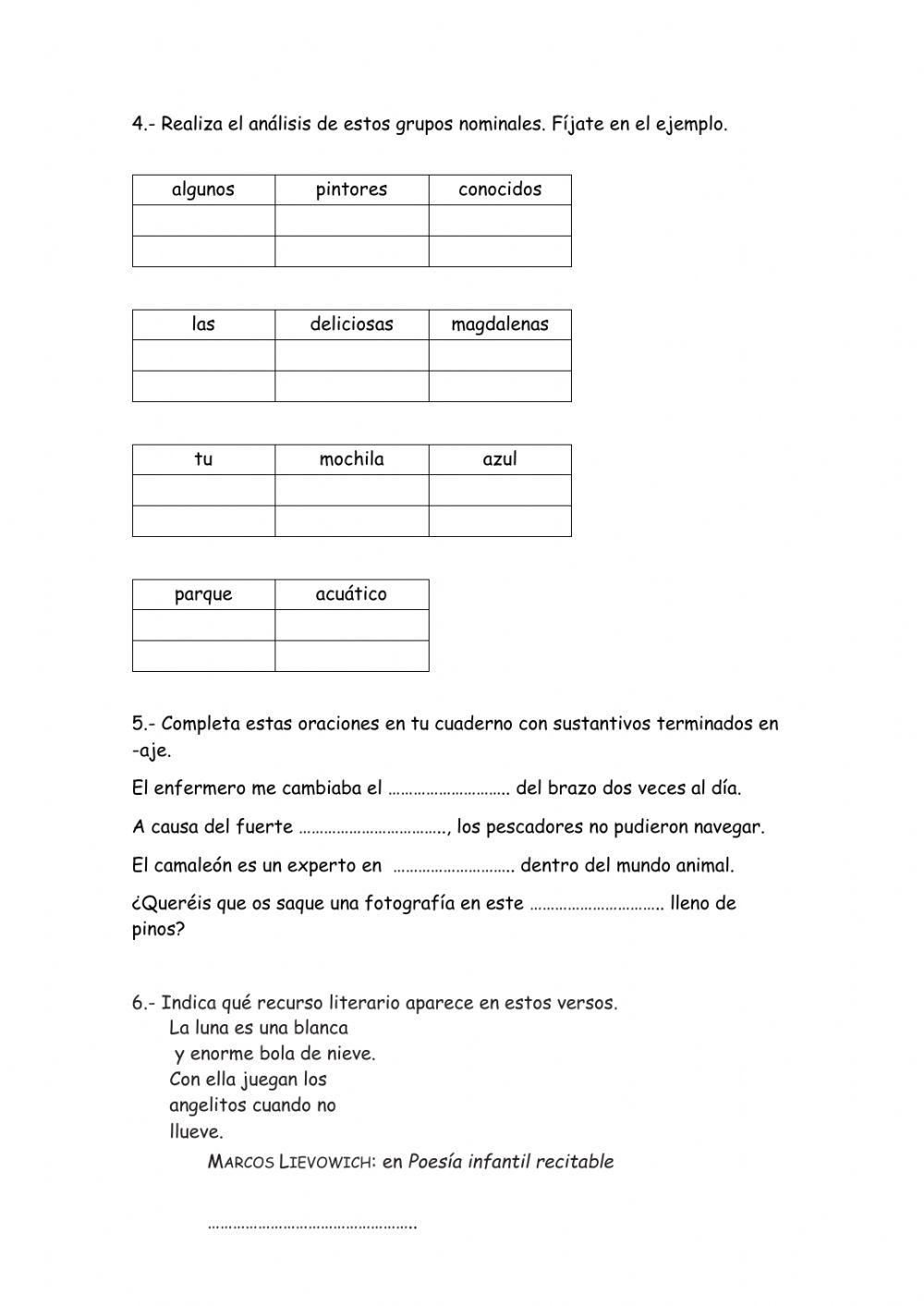 RosaLux examen tema 10 lengua worksheet | Live Worksheets