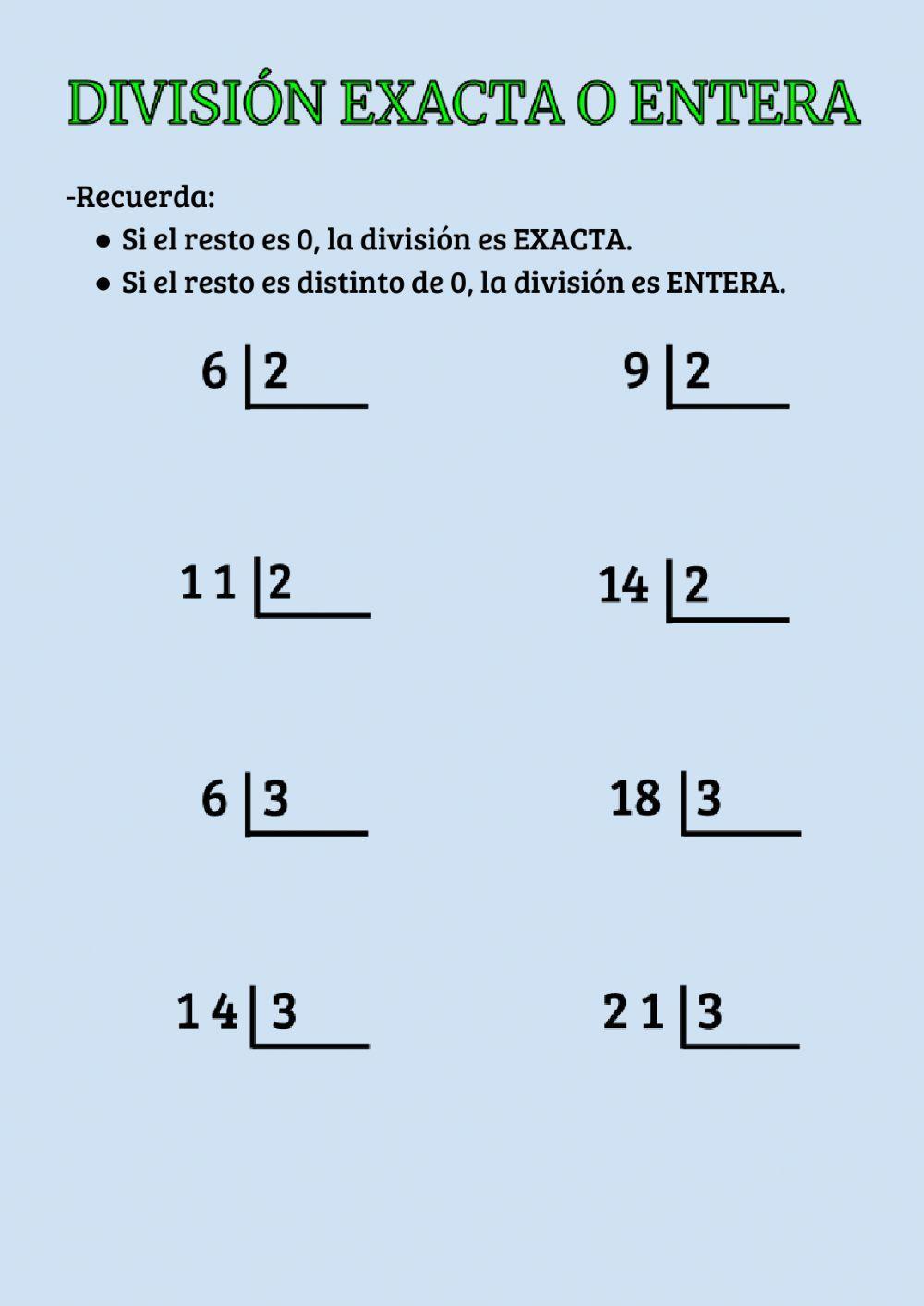 División exacta o entera