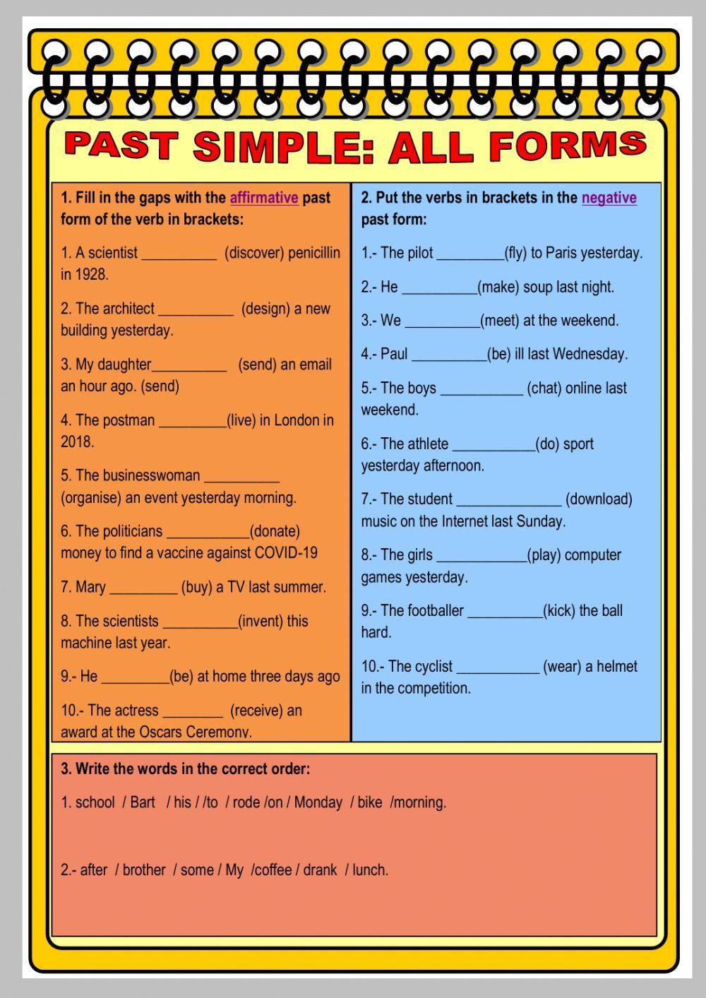 Past Simple: All Forms worksheet | Live Worksheets