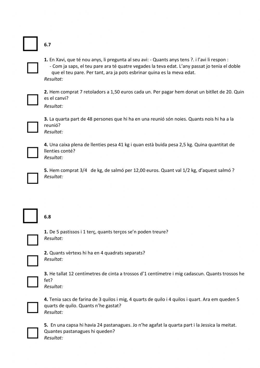 Problemes Càlcul Mental 2 6è