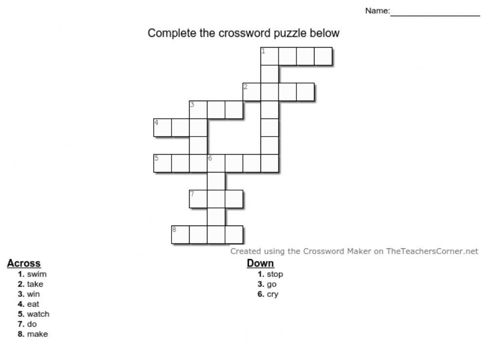 Jun2 Past Simple Review Crossword