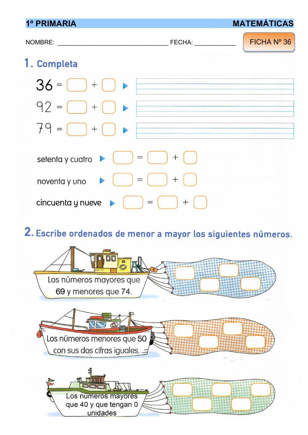 Matemáticas 1º - ficha 36