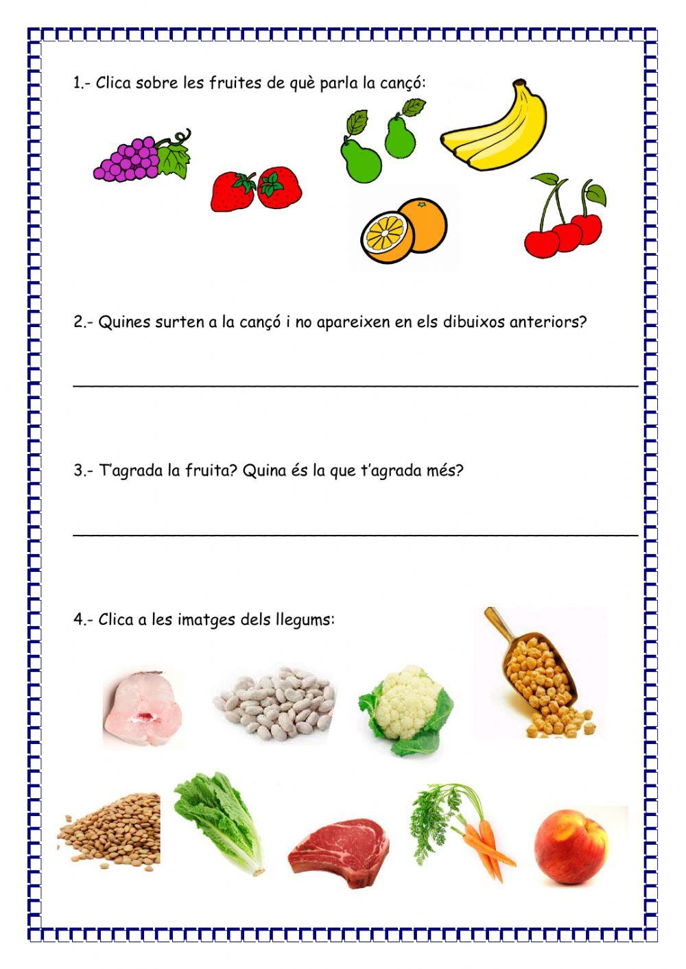 Comprensió lectora: alimentar-se