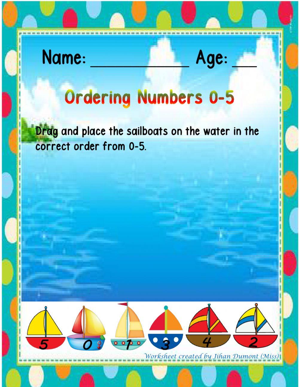 Ordering Numerals  0-5