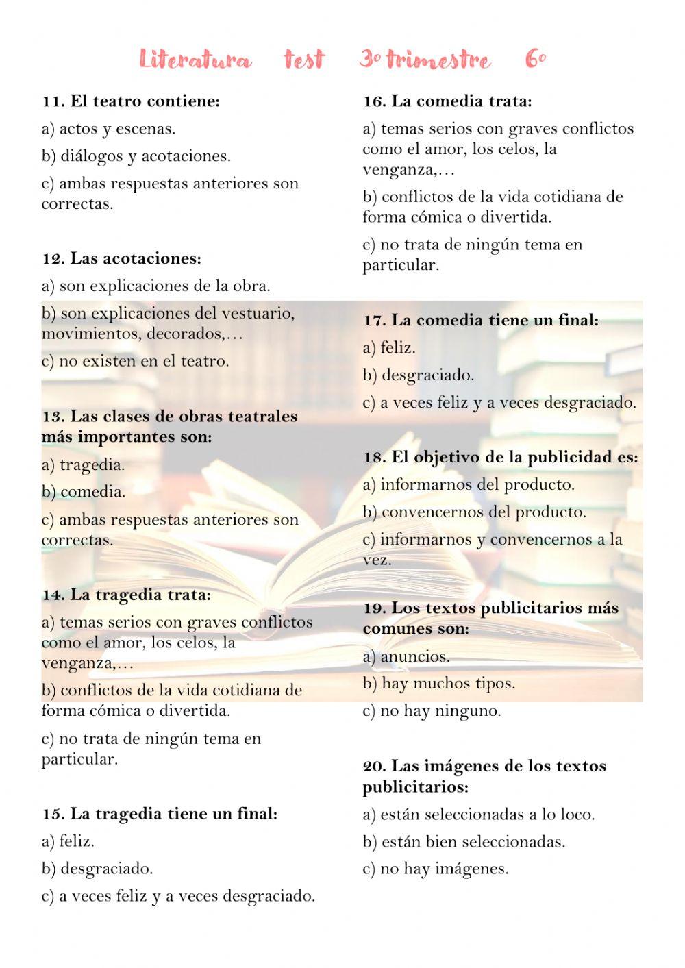 Literatura tercer trimestre 6º