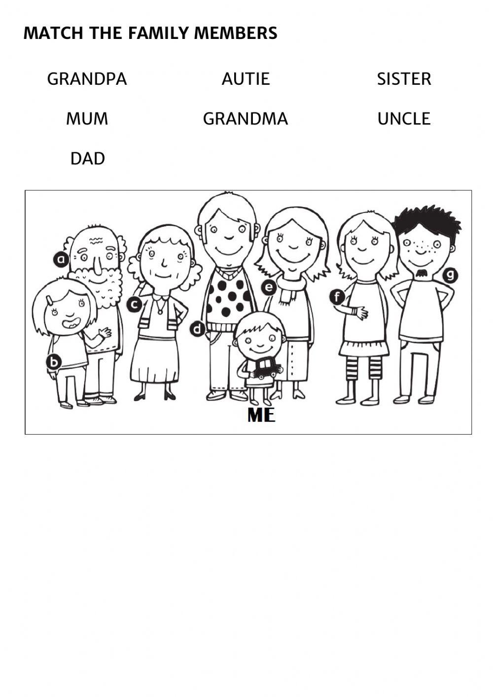 School objects and family members