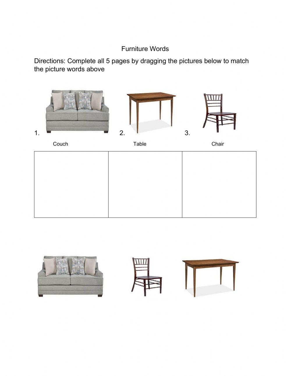 Functional words match - Furniture words