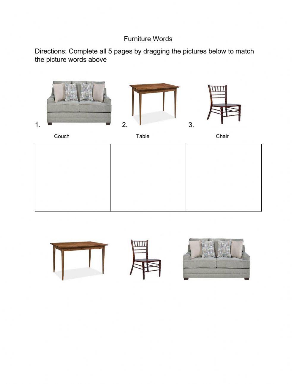 Functional words match - Furniture words