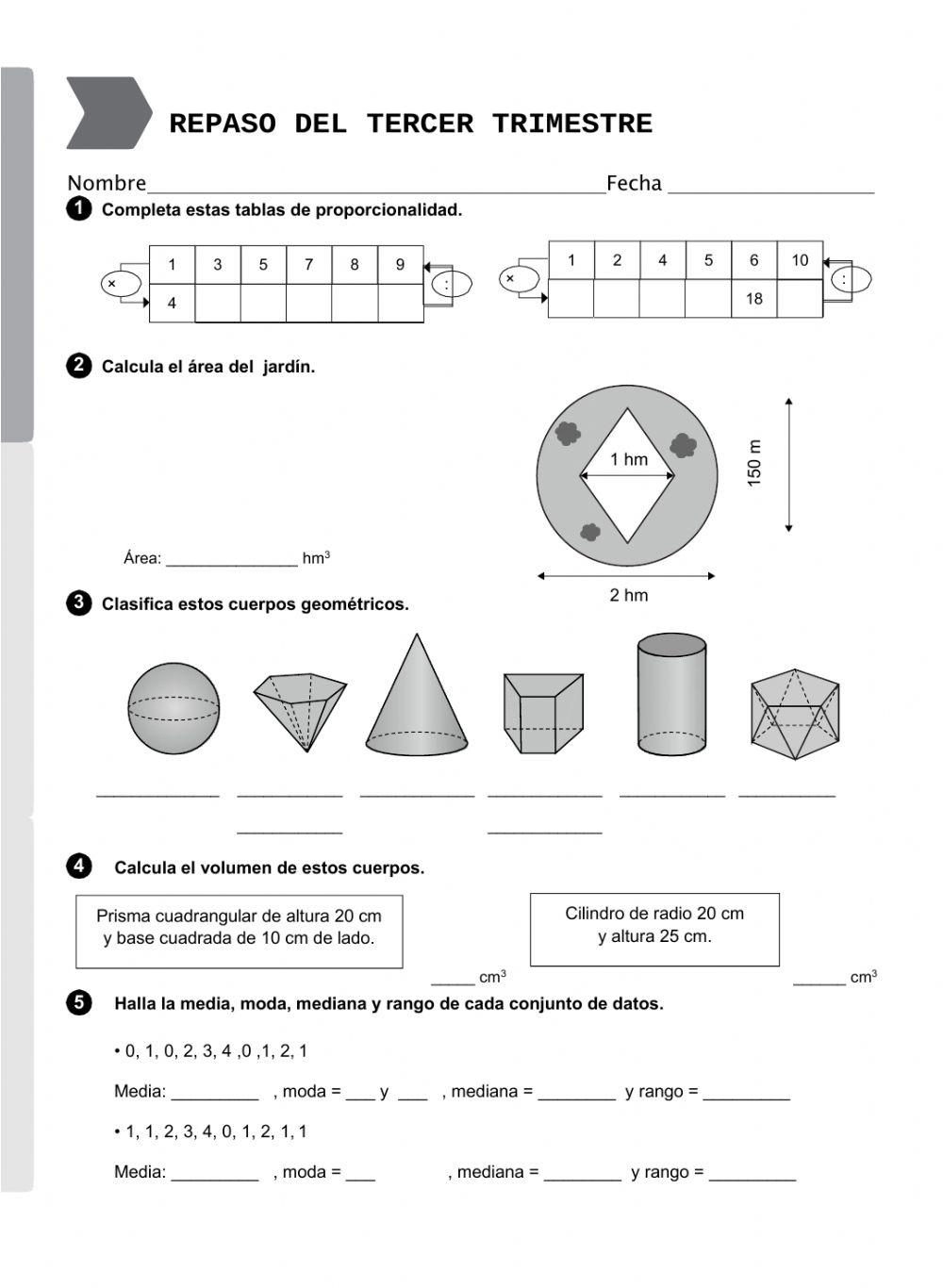 Matemáticas tercer trimestre