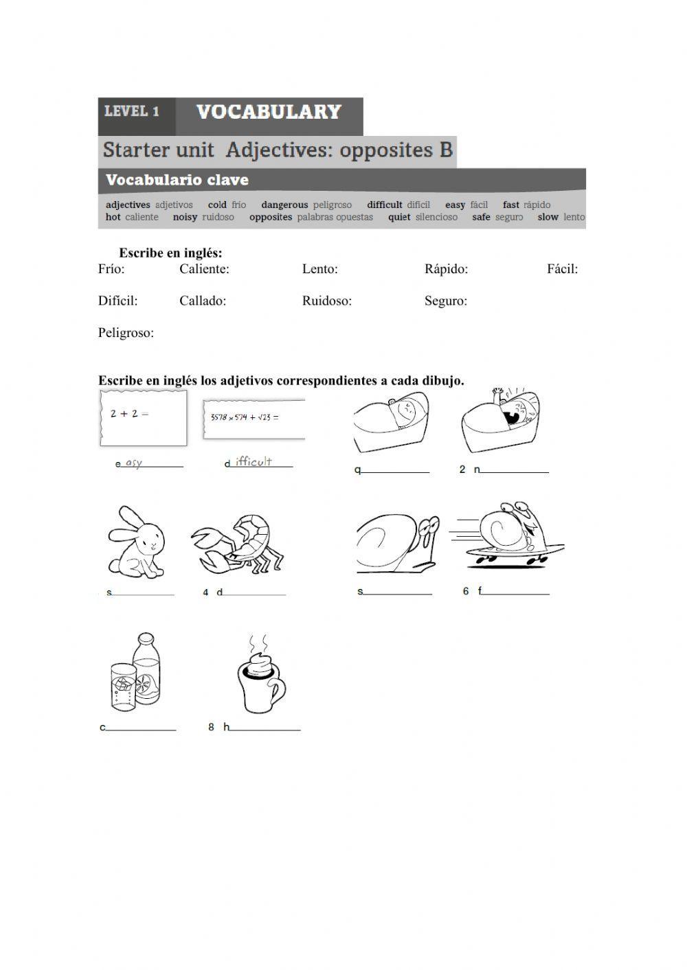 Level 1. Starter Unit. Ficha 1.