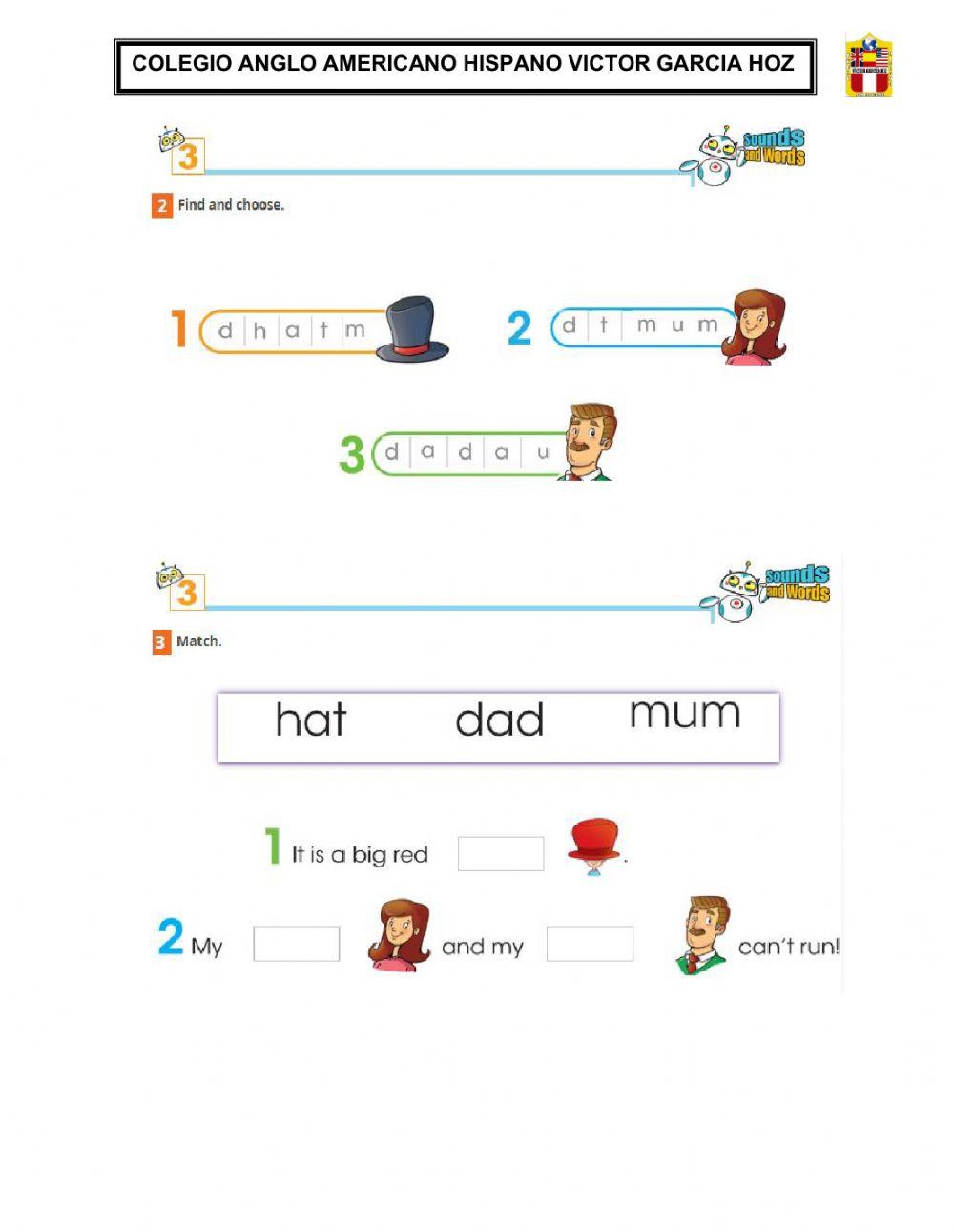 Sounds and words a, h, t