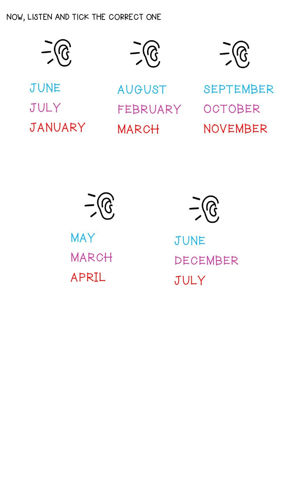 Months of the year