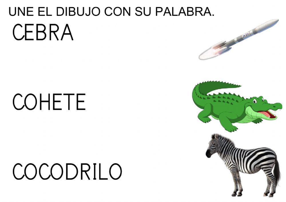 Une la palabra con el dibujo.