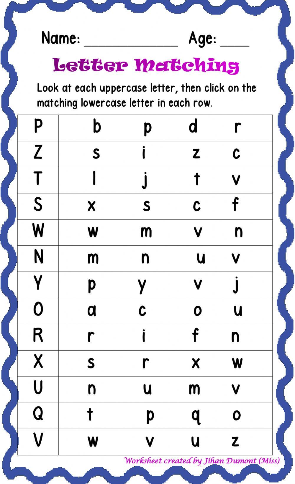 Letter Matching n-z Letter Matching n-z