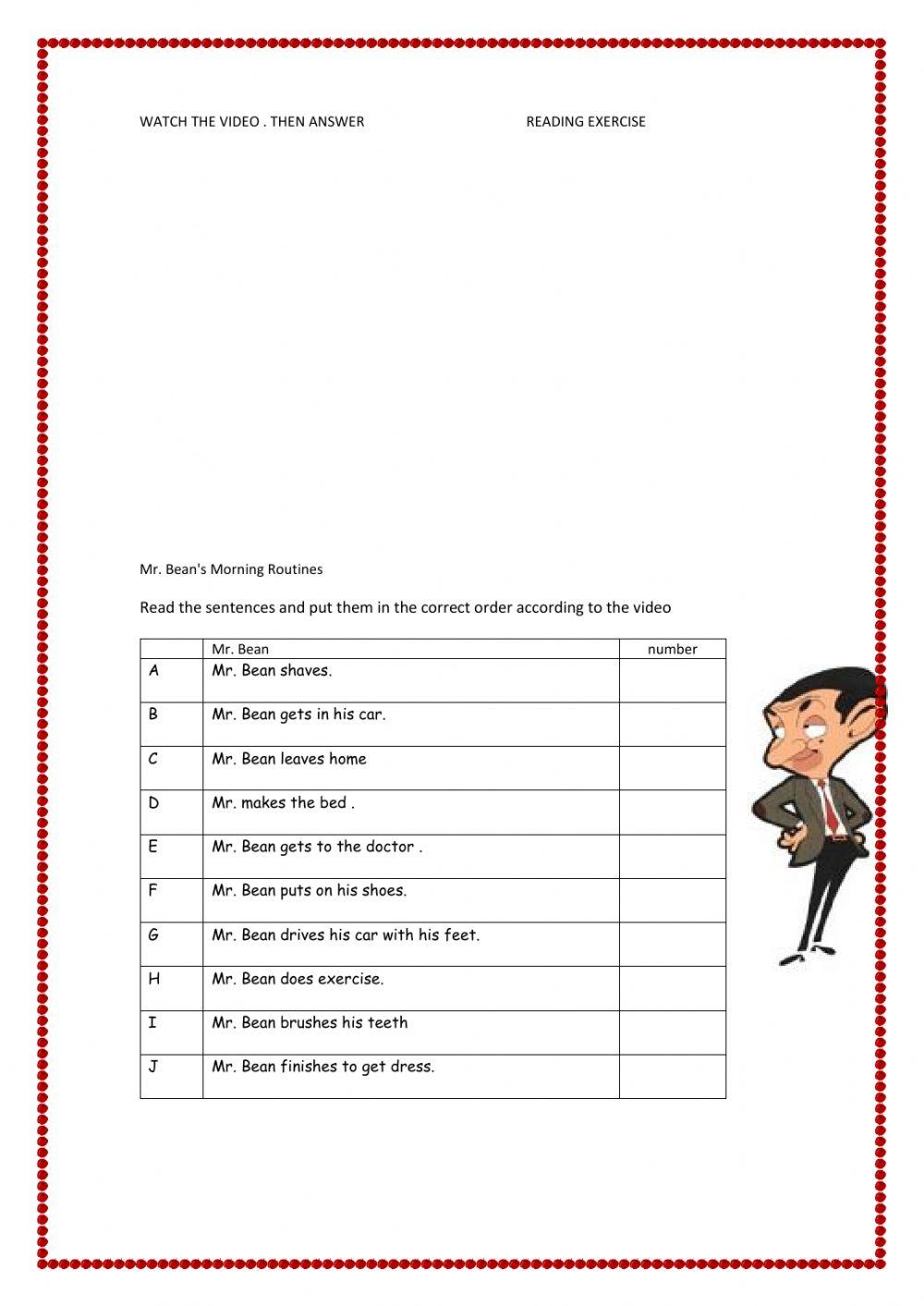 Mr bean daily routine