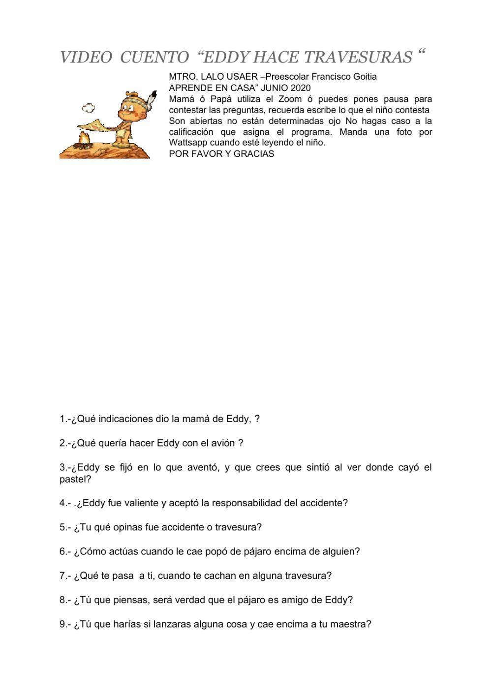 Vídeo Cuento Comprensión Lectora de Valores Junio Lalo USAER 