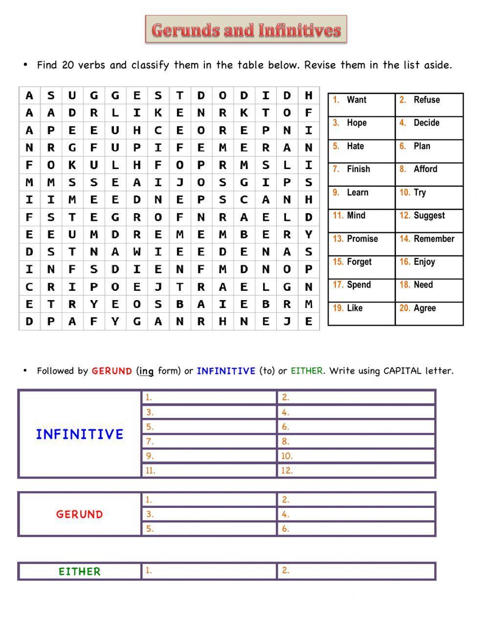 GERUNDS AND INFINITIVES
