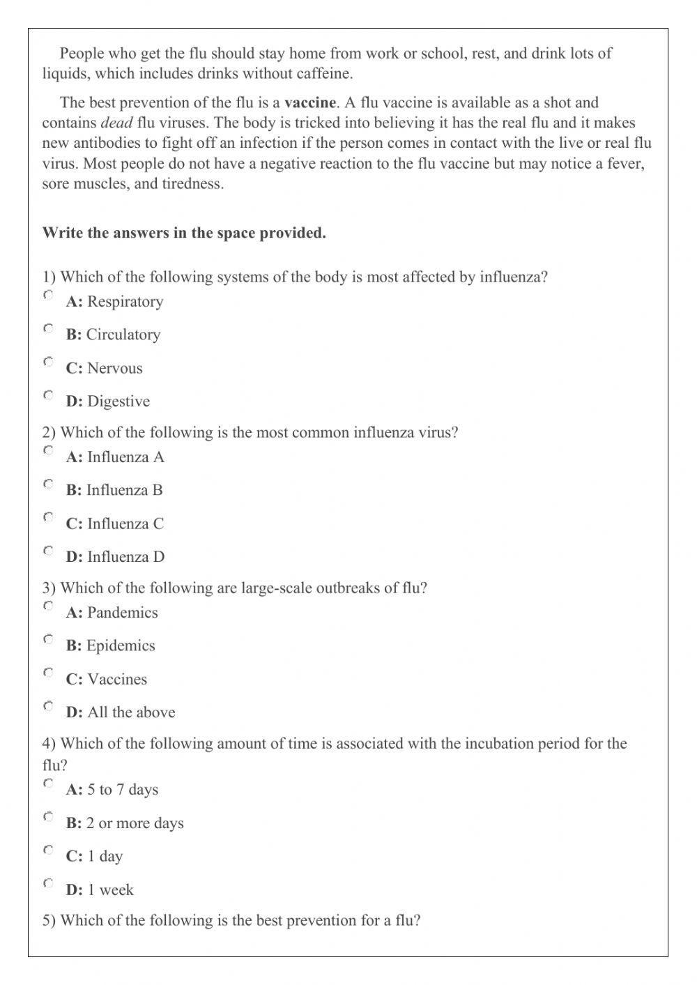 Reading comprehension