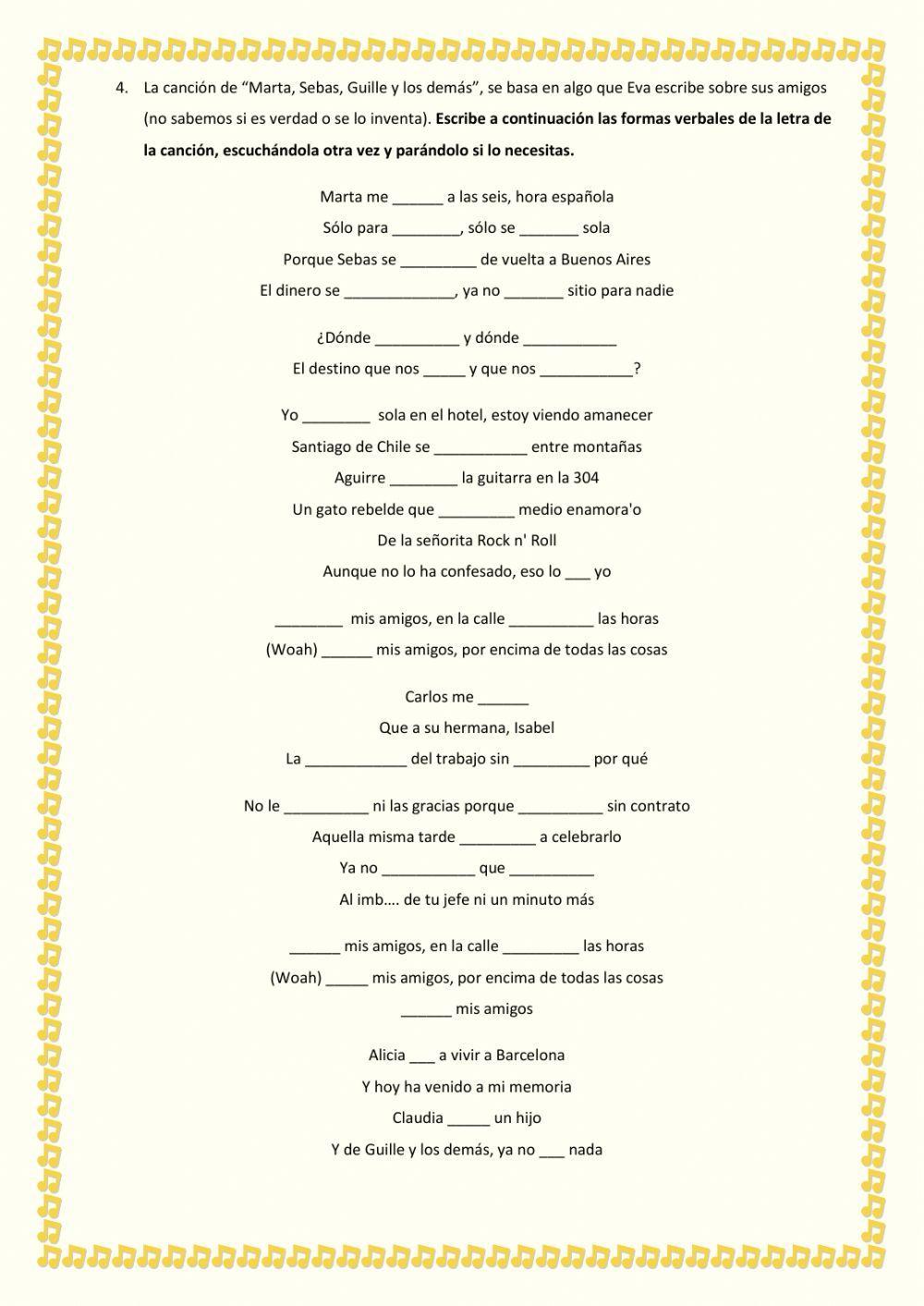 Canción para trabajar la comprensión y los verbos