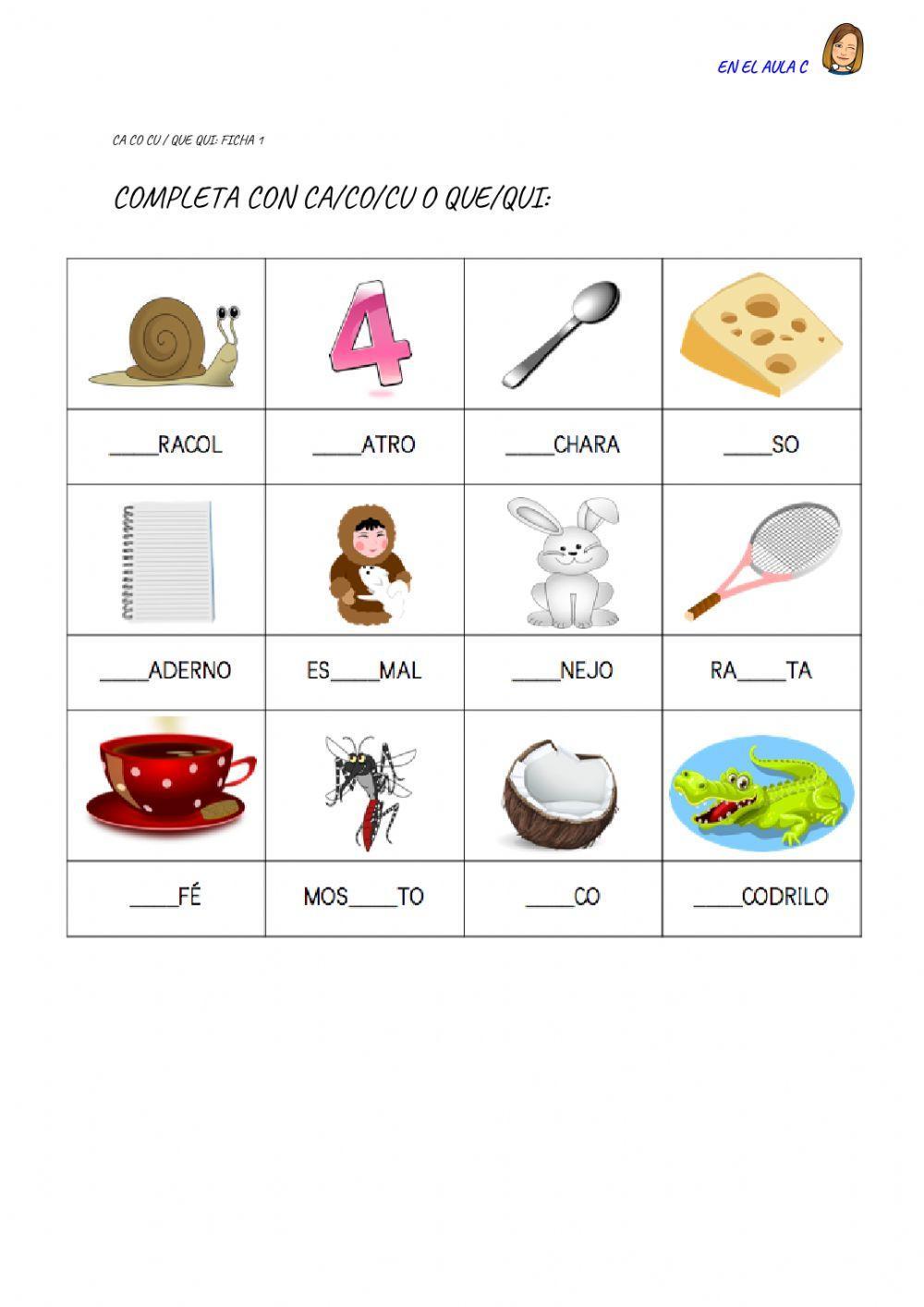 Ca co cu que qui: ficha 1
