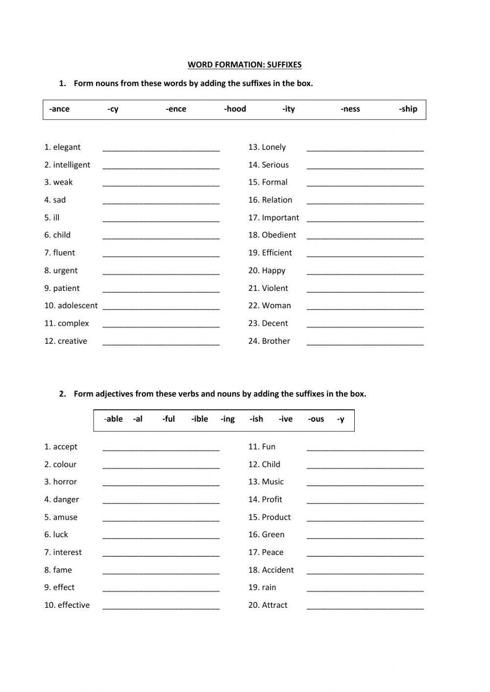 Word formation. suffixes