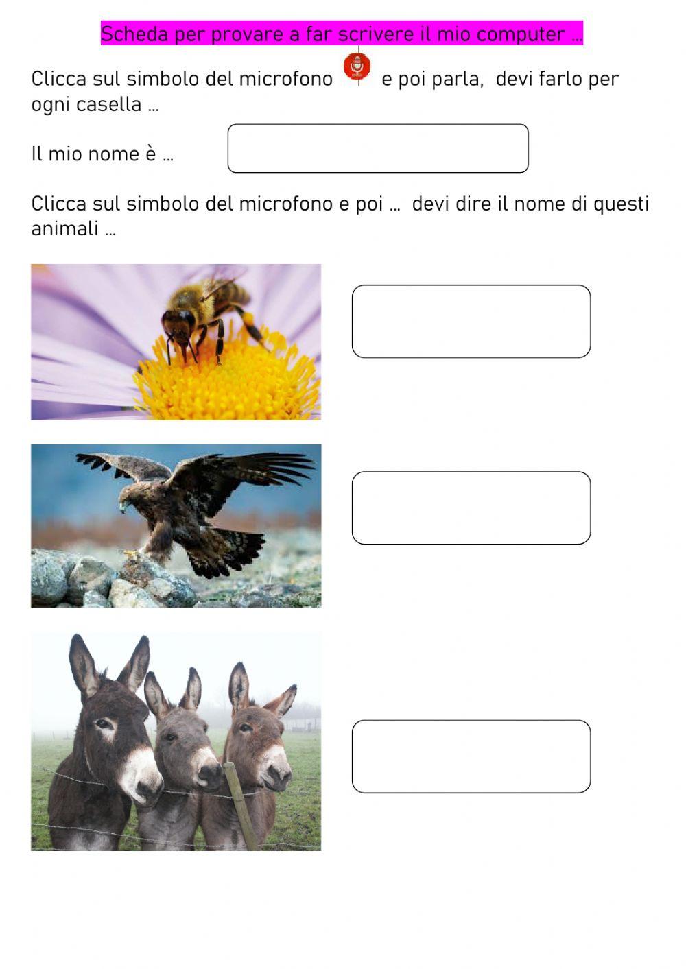 1 giugno - Dimmi il nome degli animali, il computer lo scriverà