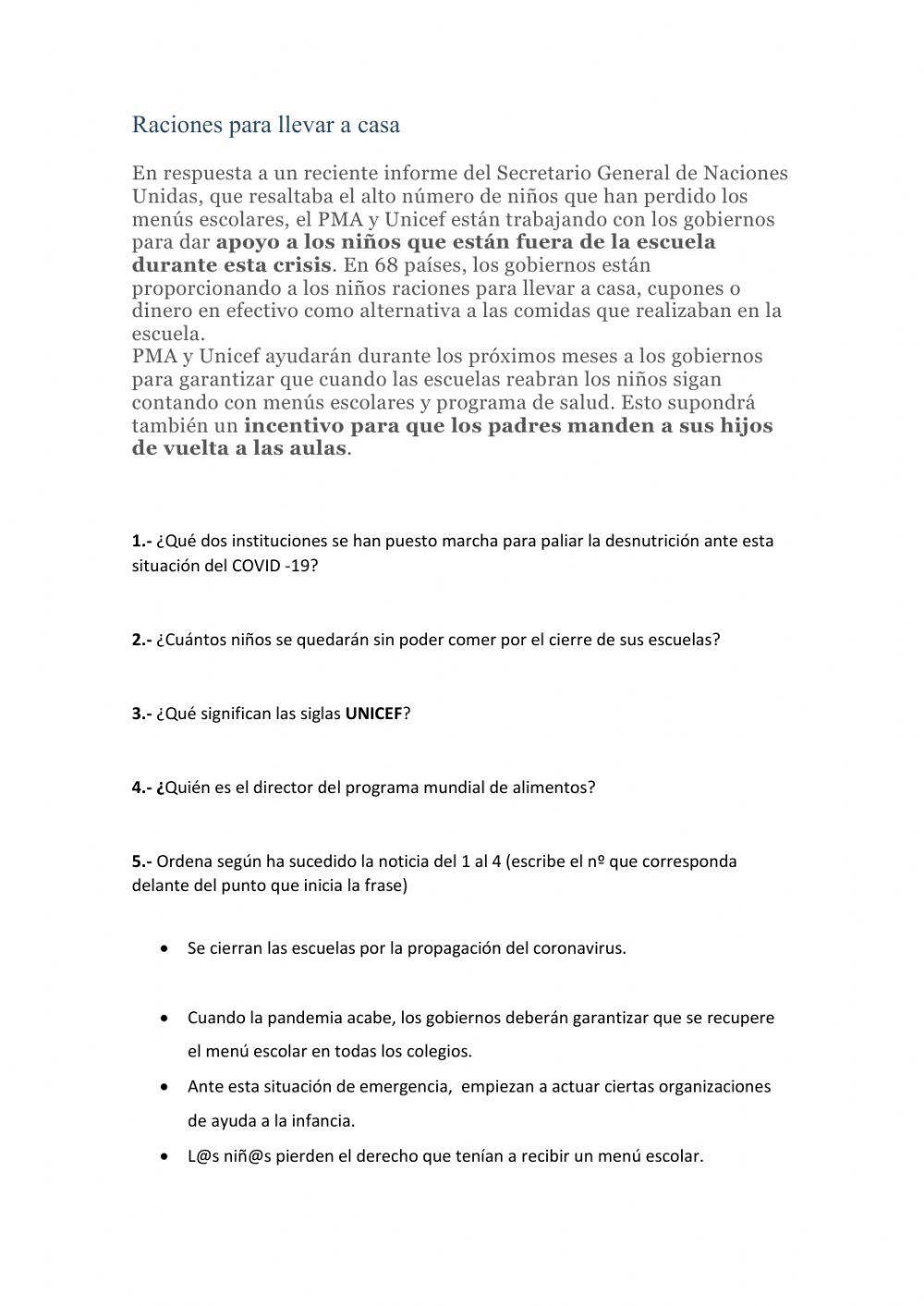 Lectura comprensiva Lectura comprensiva