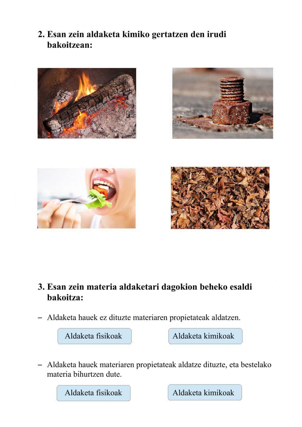 Materiaren aldaketa kimikoak